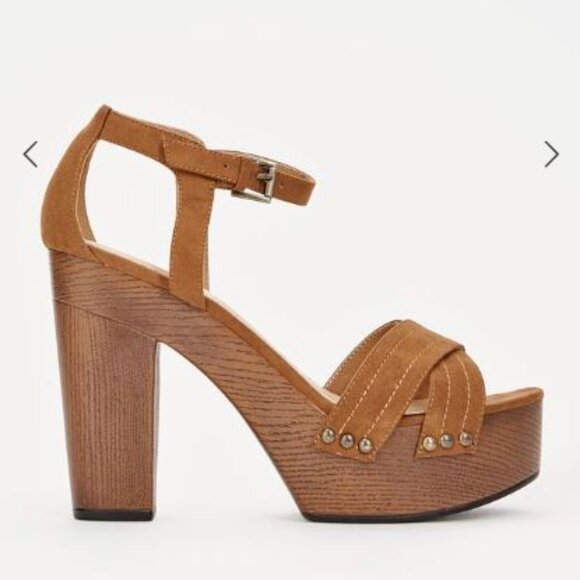 NEW! JustFab Neema Platform Sandals in Whiskey/Brown size 8 - Picture 1 of 8